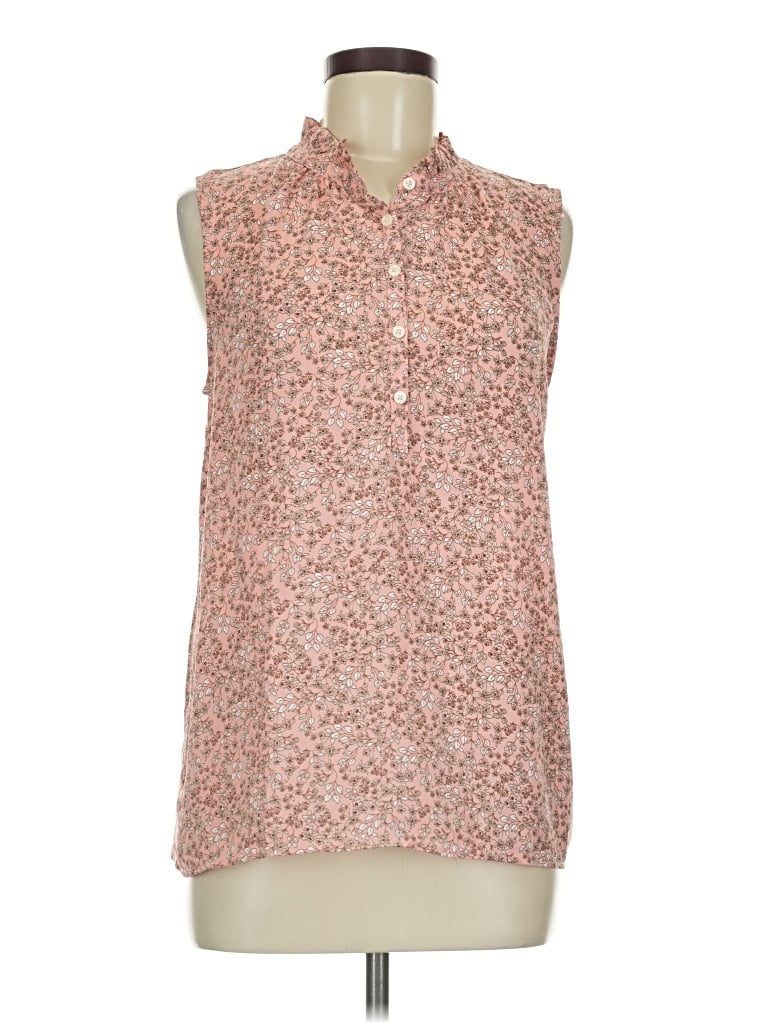 Pre-owned Ann Taylor Loft Sleeveless Button Down Shirt In Pink