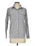 Athleta 100% Cotton Stripes Gray Long Sleeve Button-Down Shirt Size XS - photo 1