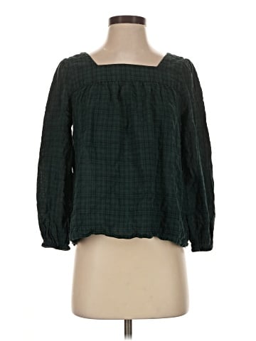 Madewell Plaid Square-Neck Peasant Top (view 1)
