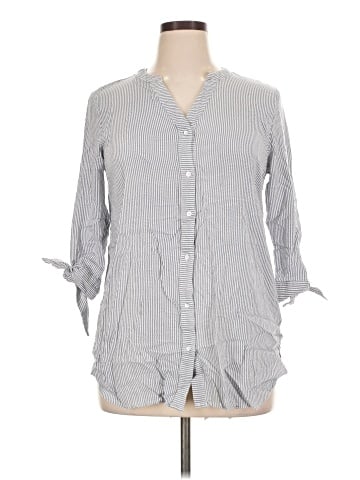 Joan Vass 3/4 Sleeve Button-Down Shirt (view 1)