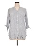 Joan Vass 100% Rayon Gray 3/4 Sleeve Button-Down Shirt Size XL - photo 1