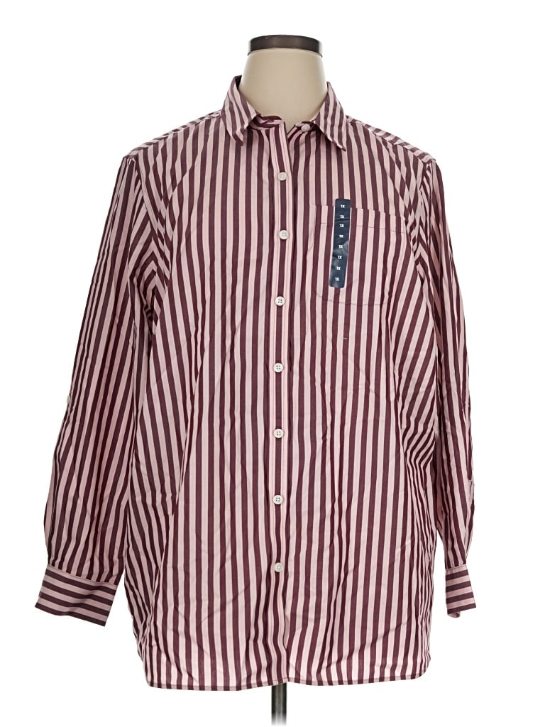 Lands' End Long Sleeve Button Down Shirt In Red