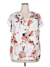 Zac & Rachel 100% Polyester Floral White Short Sleeve Blouse Size 2X - photo 1