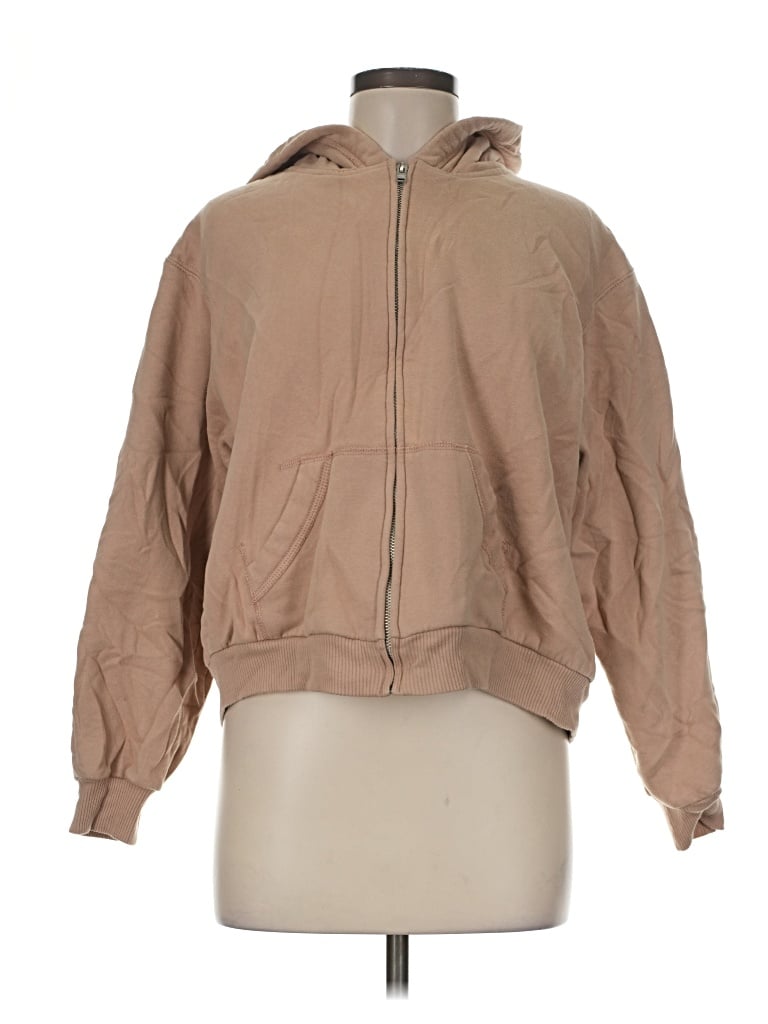 Pre-owned Hollister Zip Up Hoodie In Tan