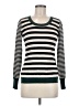 Pink Rose Stripes Green Pullover Sweater Size M - photo 1