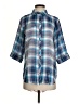 Soft Surroundings Plaid Blue 3/4 Sleeve Blouse Size XS - photo 1
