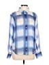 J.Crew 100% Viscose Color Block Blue Long Sleeve Blouse Size 8 - photo 1