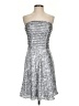 Cache 100% Polyester Metallic Silver Cocktail Dress Size 2 - photo 1