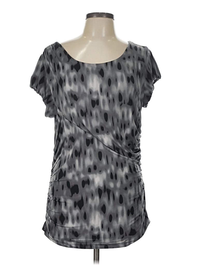 Pre-owned Worthington Short Sleeve Top Gray Scoop Neck Tops