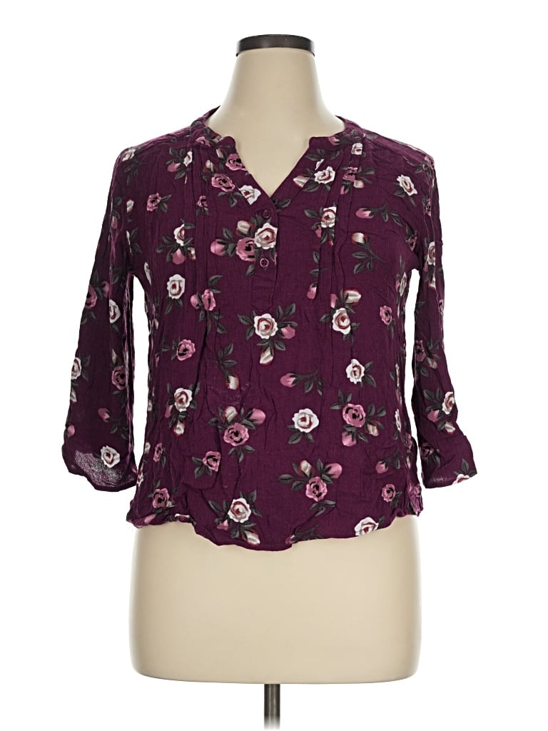 Pre-owned Fun2fun 3/4 Sleeve Blouse In Purple