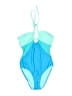 Forever 21 Color Block Blue One Piece Swimsuit Size S - photo 1