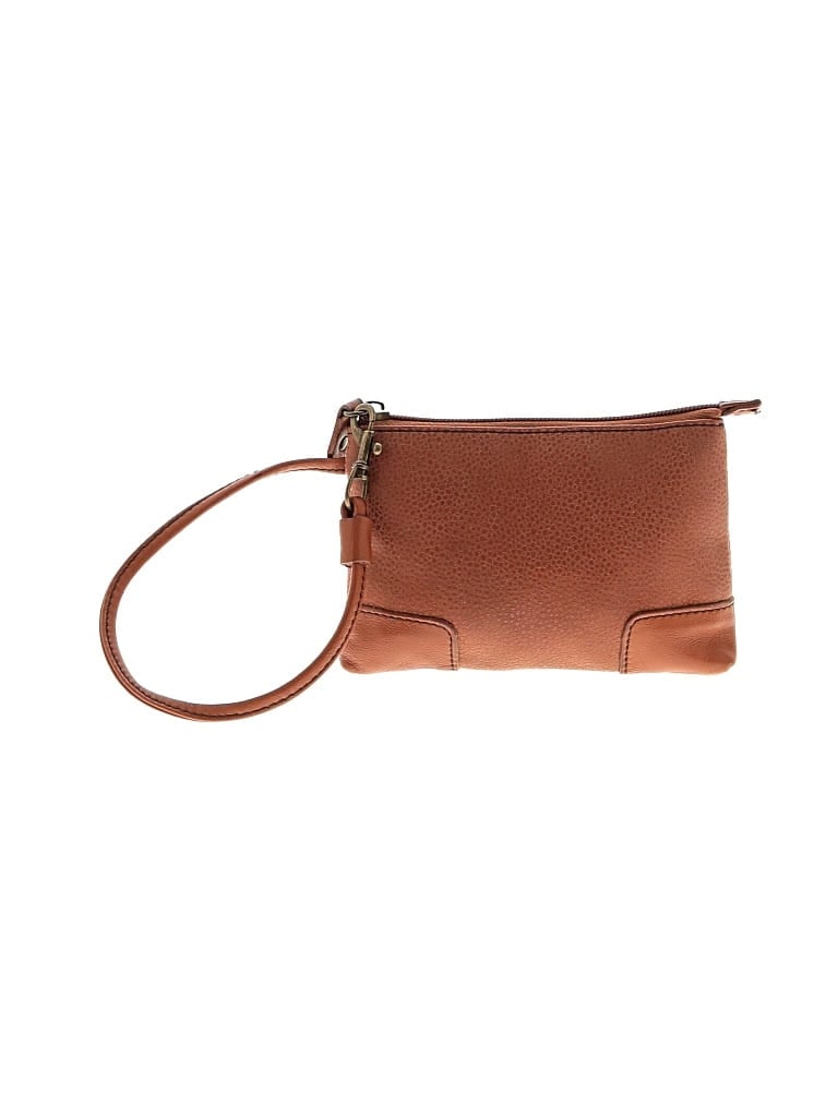 Pre-owned Assorted Brands Leather Wristlet In Tan