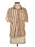 Eden & Olivia 100% Polyester Stripes Brown Short Sleeve Blouse Size S - photo 1