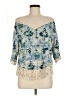 Solitaire 100% Rayon Blue 3/4 Sleeve Blouse Size M - photo 1