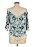 Solitaire 100% Rayon Blue 3/4 Sleeve Blouse Size M - photo 2