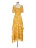Lush 100% Polyester Floral Yellow Casual Dress Size S - photo 1