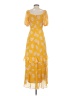 Lush 100% Polyester Floral Yellow Casual Dress Size S - photo 2