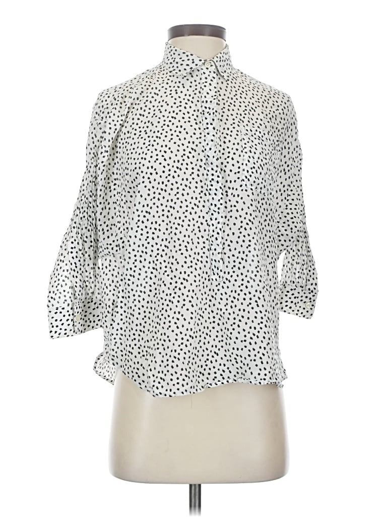 Pre-owned Ann Taylor Loft 3/4 Sleeve Blouse In Ivory