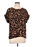 Unbranded 100% Polyester Animal Print Brown Short Sleeve Blouse Size L - photo 1