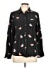 Rails 100% Silk Hearts Black Long Sleeve Silk Top Size L - photo 1