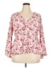 No Boundaries 100% Recycled Polyester Floral Pink Long Sleeve Blouse Size 3X - photo 1