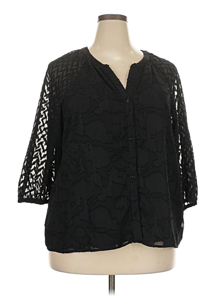 Pre-owned Vince Camuto 3/4 Sleeve Blouse In Black
