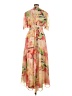 Hutch 100% Polyester Tropical Pink Tan Cocktail Dress Size 1X - photo 2