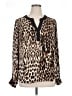 Worthington 100% Polyester Animal Print Brown Long Sleeve Blouse Size 1X - photo 1