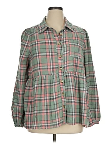 Cotton Bleu Long Sleeve Button-Down Shirt (view 1)