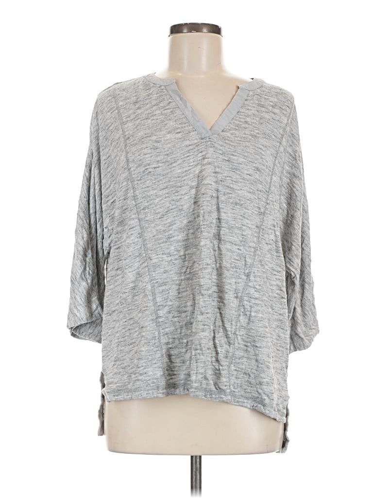 Pre-owned Lou & Grey 3/4 Sleeve Top Gray V-neck Tops