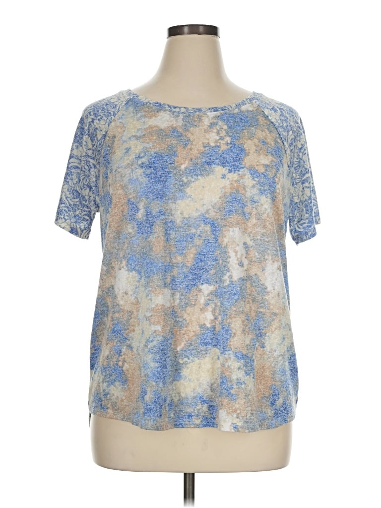 Pre-owned Cato Short Sleeve Top Blue Scoop Neck Tops