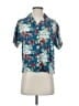 Basic Editions Floral Blue Teal Short Sleeve Blouse Size S - photo 1