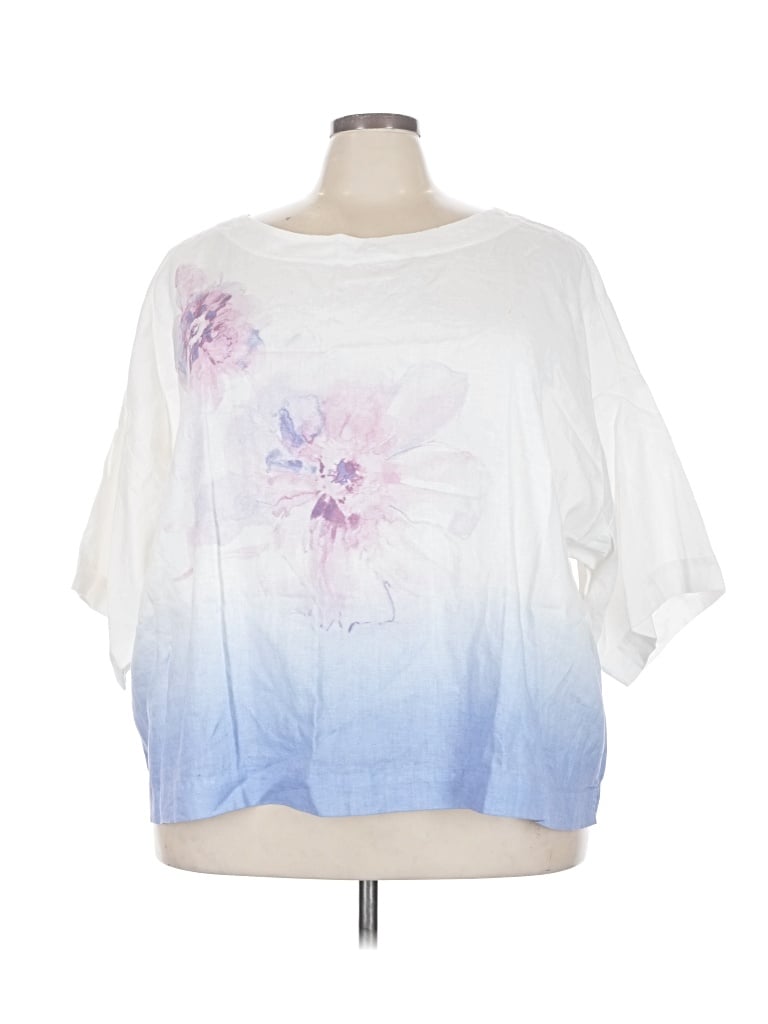 Pre-owned Purejill 3/4 Sleeve Top White Boatneck Tops