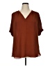 Worthington 100% Polyester Brown Short Sleeve Blouse Size XL - photo 1