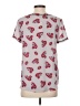 Ann Taylor 100% Polyester Hearts Gray Short Sleeve Top Size XS - photo 2