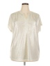 INC International Concepts Metallic Silver Short Sleeve Blouse Size 2X - photo 1