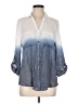 AB Studio Color Block Blue 3/4 Sleeve Blouse Size M - photo 1