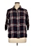 Attention 100% Viscose Plaid Black 3/4 Sleeve Button-Down Shirt Size XL - photo 1