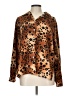 Impressions Animal Print Brown Long Sleeve Blouse Size L - photo 1