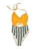 Cupshe Stripes Yellow Two Piece Swimsuit Size L - photo 1