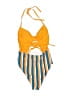 Cupshe Stripes Yellow Two Piece Swimsuit Size L - photo 2