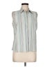 Lands' End 100% Baumwolle Stripes Green Sleeveless Button-Down Shirt Size M - photo 1