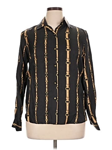 Skirtin Around Long Sleeve Silk Top (view 1)