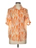 Unbranded 100% Rayon Animal Print Orange Short Sleeve Blouse Size L (estimated) - photo 1