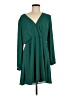 Express 100% Polyester Solid Green Casual Dress Size L - photo 1