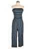 Be Cool 100% Rayon Stripes Blue Jumpsuit Size L - photo 1
