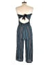 Be Cool 100% Rayon Stripes Blue Jumpsuit Size L - photo 2