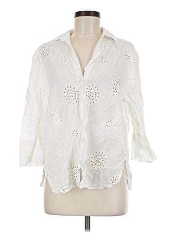 Zara 3/4 Sleeve Button-Down Shirt (view 1)