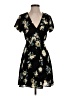 Lush 100% Polyester Floral Black Casual Dress Size S - photo 1