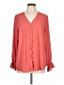 T Tahari 100% Polyester Pink Long Sleeve Blouse Size L - photo 1